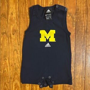 Adidas Maize and Blue Baby Romper with Yellow M Michigan Logo -12M